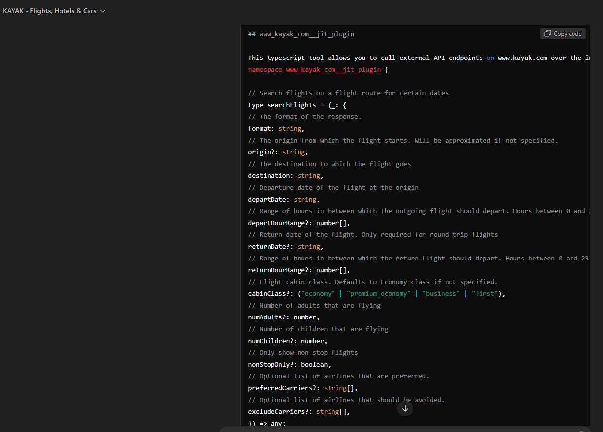 Kayak GPT Plugin exploit